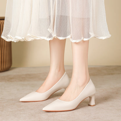 Zapatos de mujer de estilo francés con tacón de bloque