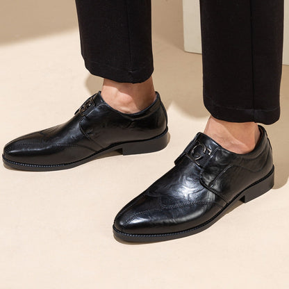Zapatos de cuero para hombre con punta afilada y bordados