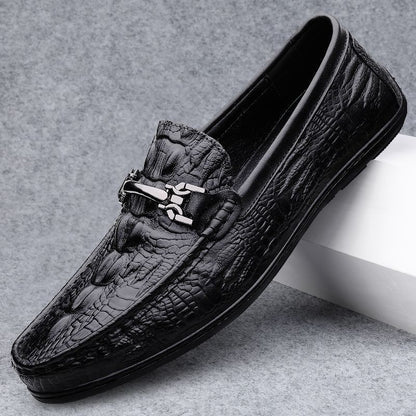 Zapatos de cuero texturizado con grano de cocodrilo
