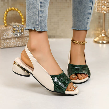 Sandalias de mujer de piel suave con bloques de color