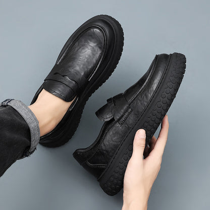 Zapatos de cuero retro con plataforma para hombre