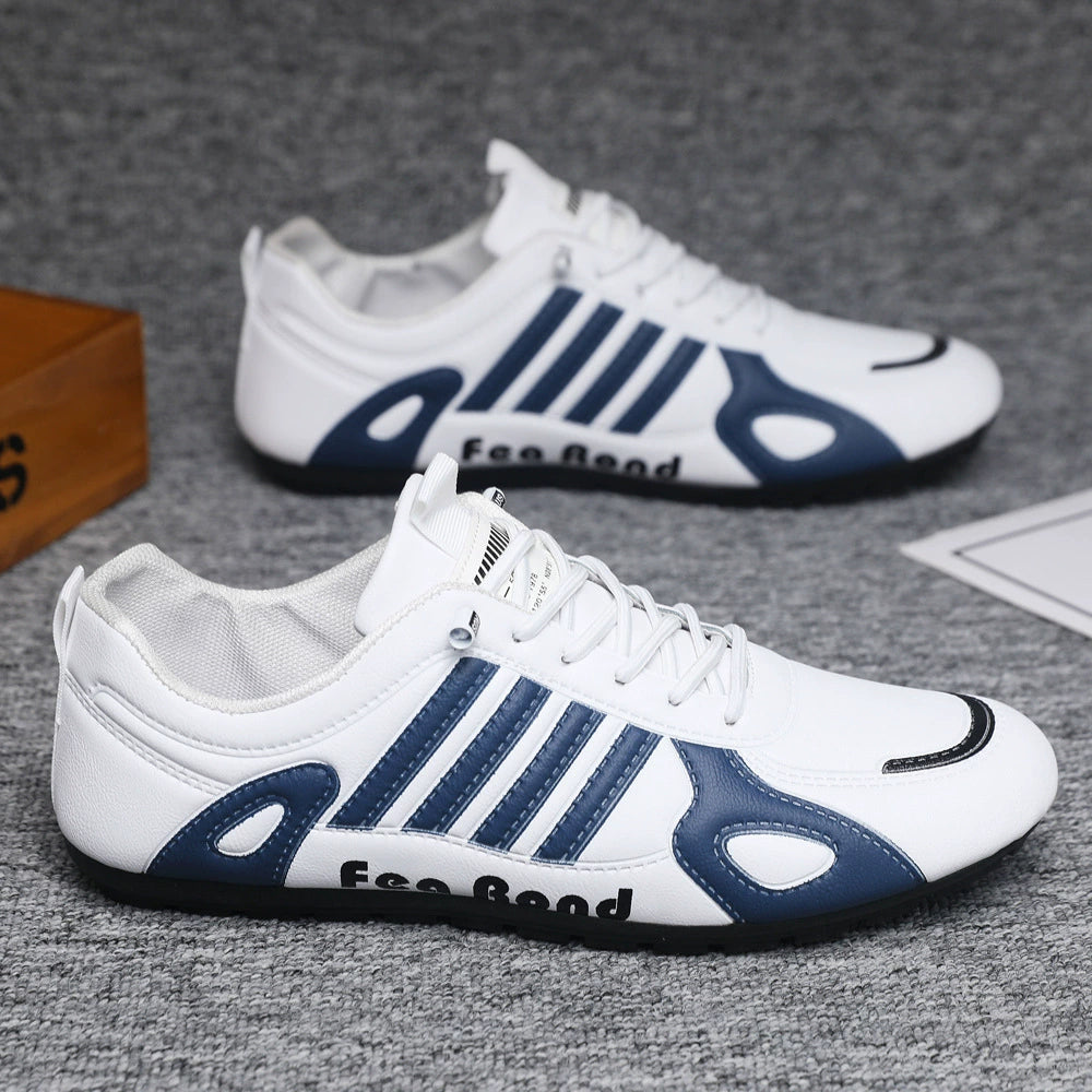 Zapatos de cuero para hombre con rayas verticales y suela blanda
