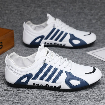 Zapatos de cuero para hombre con rayas verticales y suela blanda
