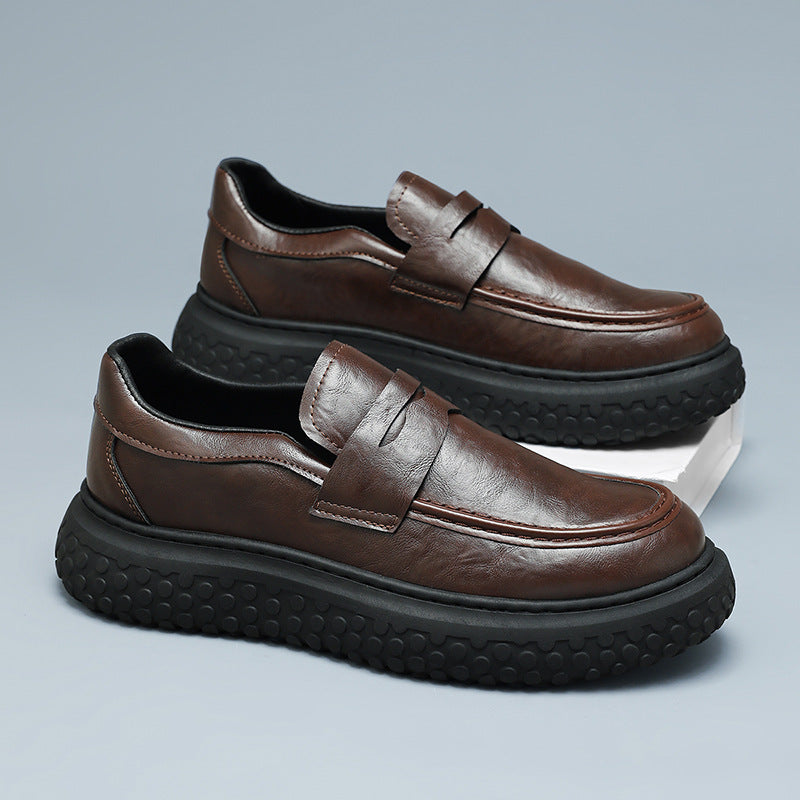 Zapatos de cuero retro con plataforma para hombre
