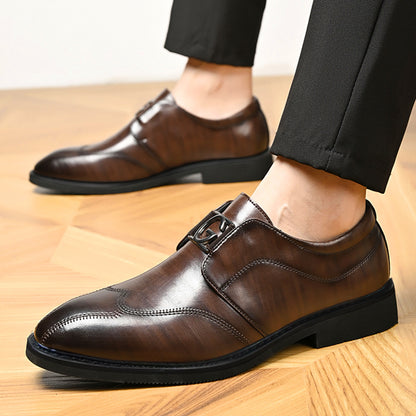 Zapatos de cuero clásicos para hombre en dos tonos con un estampado sutil