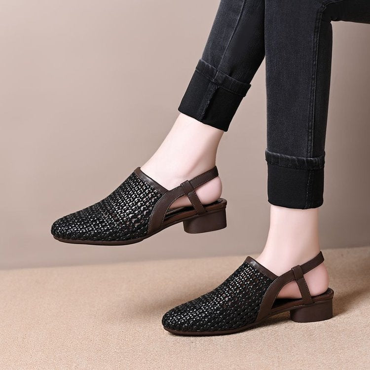 Sandalias trenzadas con aberturas para mujer