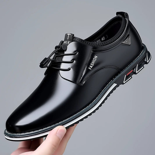 Zapatos de cuero para hombre con cordones y hebilla