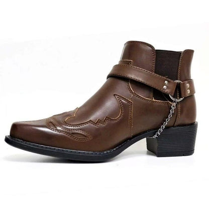 Botines de hombre con tacón en bloque y detalle de hebilla