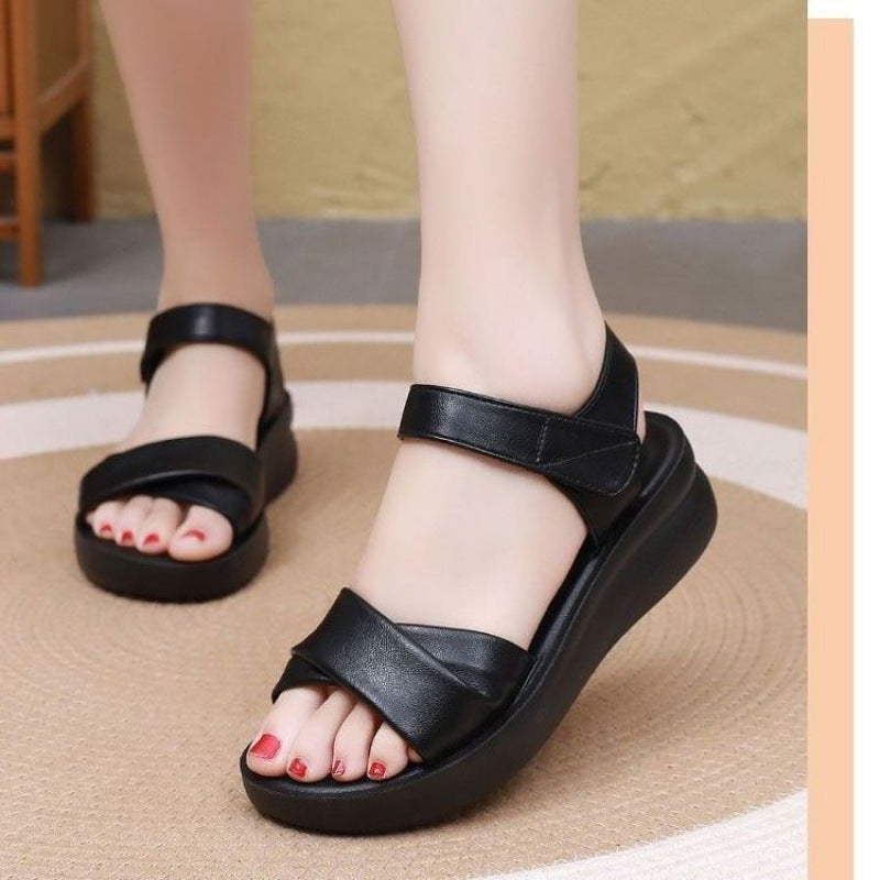 Sandalias de cuero suave ligeras y antideslizantes