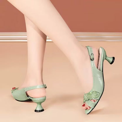 Zapatos de tacón alto con abertura en la puntera y suela blanda para mujer
