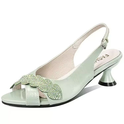 Zapatos de tacón alto con abertura en la puntera y suela blanda para mujer