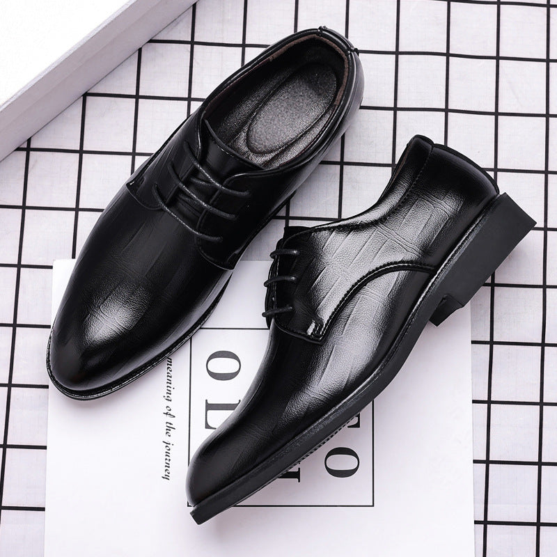 Zapatos de cuero para hombre de estilo británico, de negocios y con punta afilada