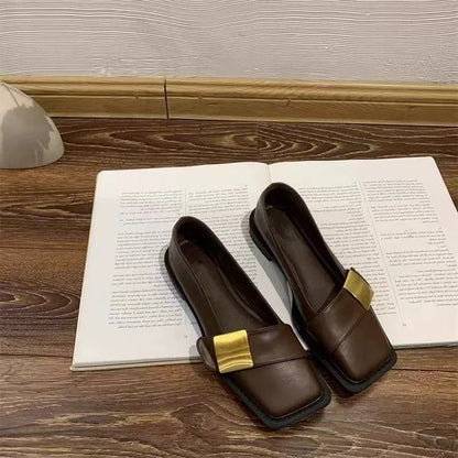 Mocasines de mujer con punta cuadrada y suela blanda