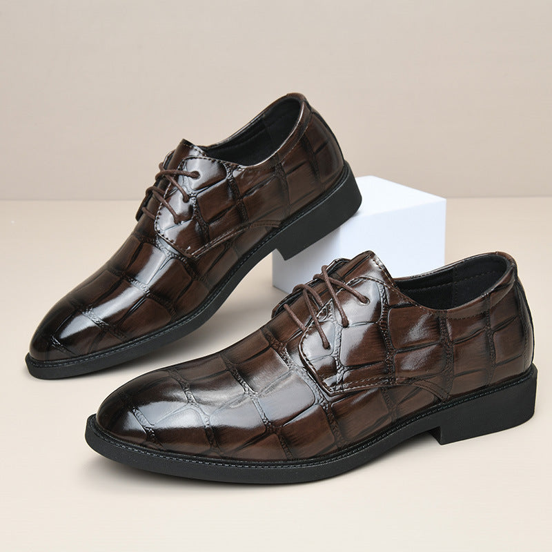 Zapatos de cuero duradero para hombre con estampado a cuadros
