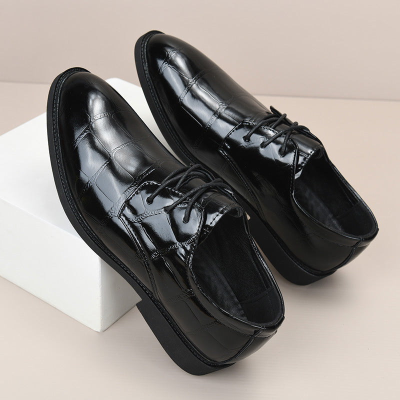 Zapatos de cuero duradero para hombre con estampado a cuadros