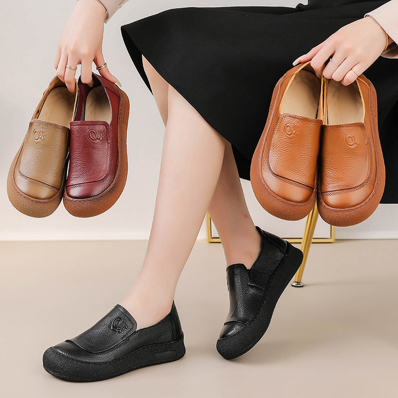 Zapatos de mujer hechos a mano con puntera redonda