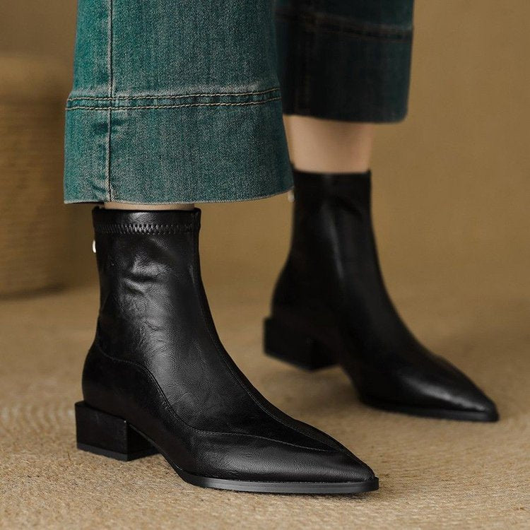 Botines de punta afilada estilo francés