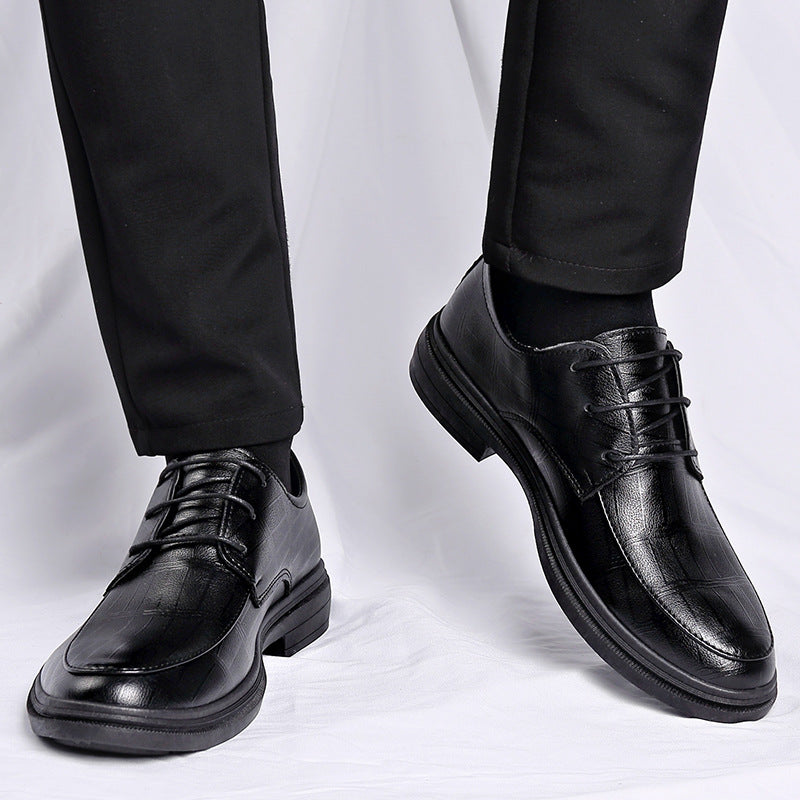 Zapatos de cuero con cordones para hombre que aumentan la estatura