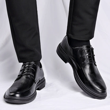 Zapatos de cuero con cordones para hombre que aumentan la estatura