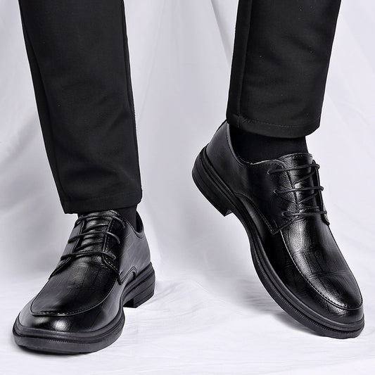 Zapatos de cuero con cordones para hombre que aumentan la estatura