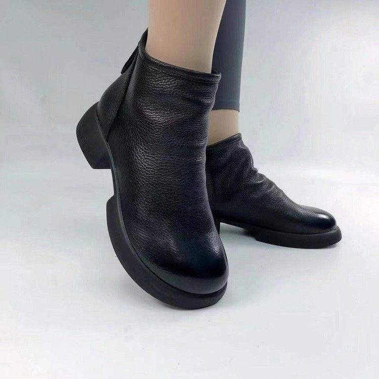 Botas de cuero para mujeres (marrón oscuro)
