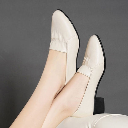 (talón grueso en blanco y negro) tacones altos para mujeres