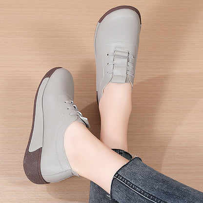 Zapatos de piel suave con suela basculante y suela gruesa para mujer