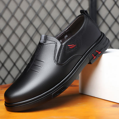 Zapatos de cuero para hombre con costuras rojas