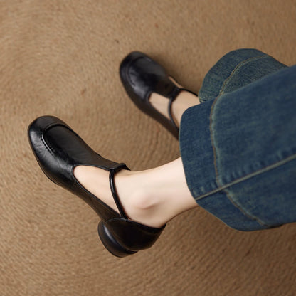 Zapatos de mujer sin cordones, de piel suave y tacón bajo