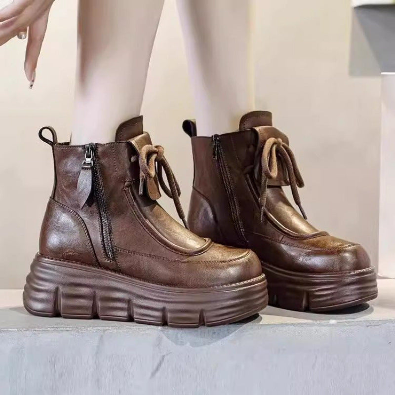 Botas militares de plataforma para mujer, estilo británico