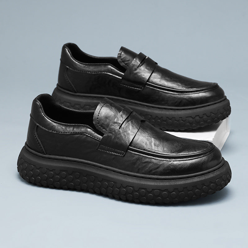 Zapatos de cuero retro con plataforma para hombre