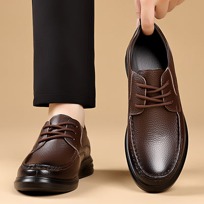 Zapatos de cuero para hombre, con cordones, de suela suave y duradera