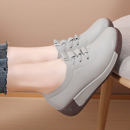 Zapatos de piel suave con suela basculante y suela gruesa para mujer