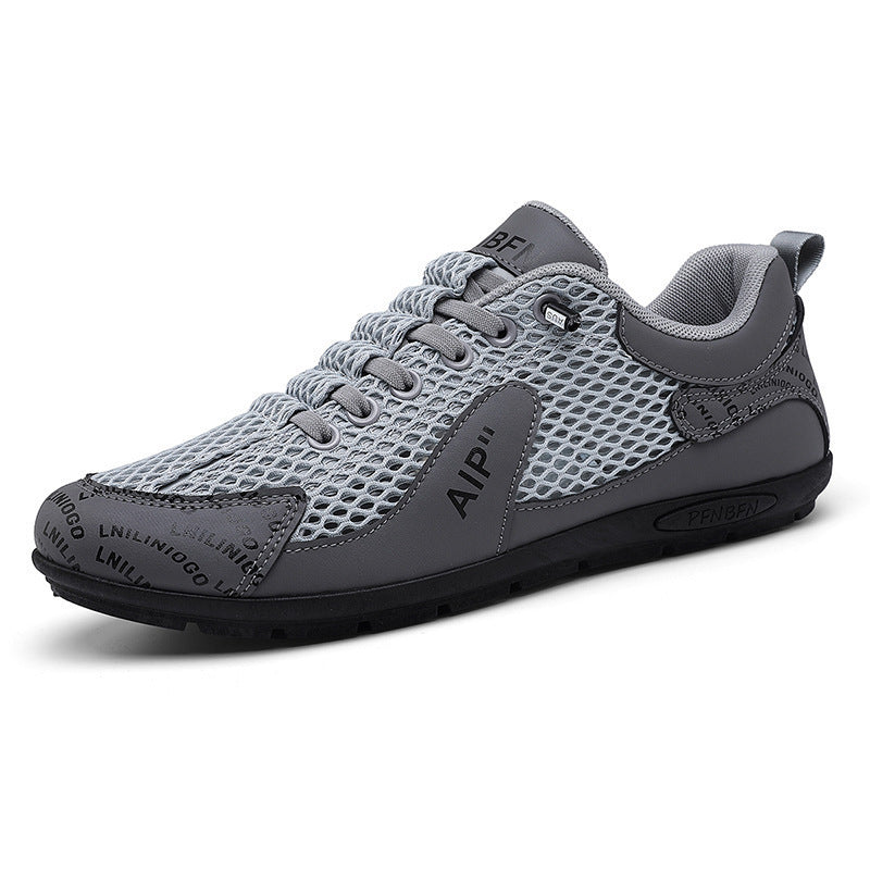 Zapatos casuales para hombre de cuero y malla transpirables