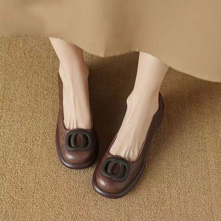 Tacones altos femeninos (cuero de doble hebilla)