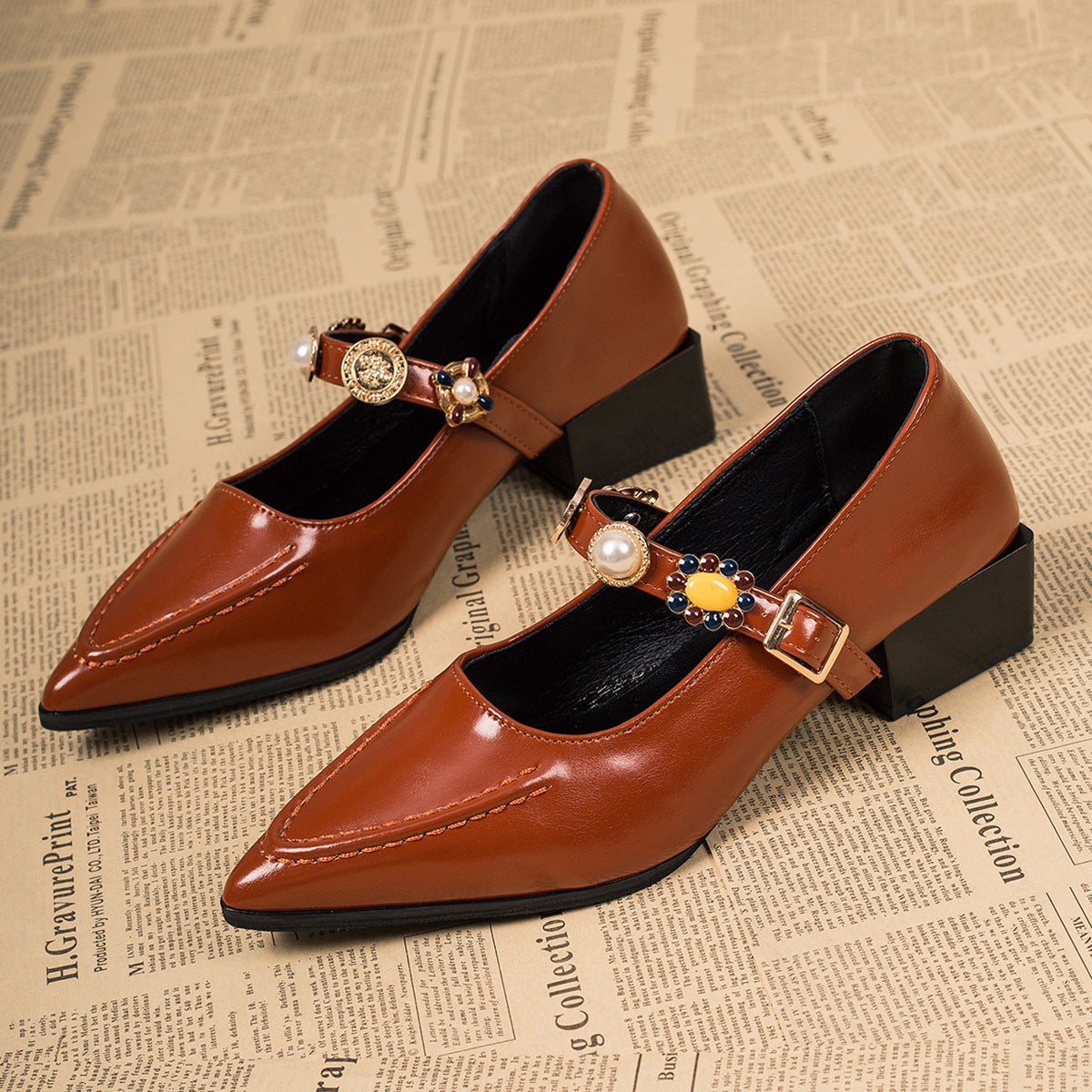 Zapatos Mary Jane de Punta Fina