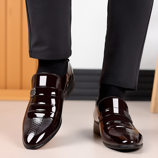 🐂Cuero🐂Zapatos casuales de cuero con efecto espejo para negocios