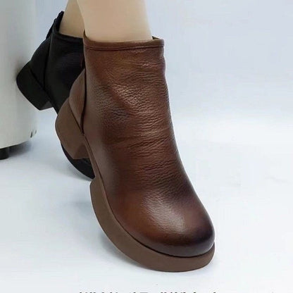 Botas de cuero para mujeres (marrón oscuro)
