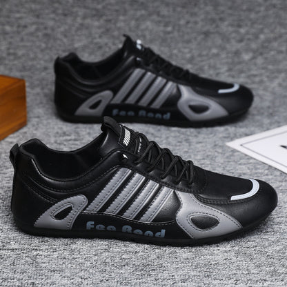 Zapatos de cuero para hombre con rayas verticales y suela blanda