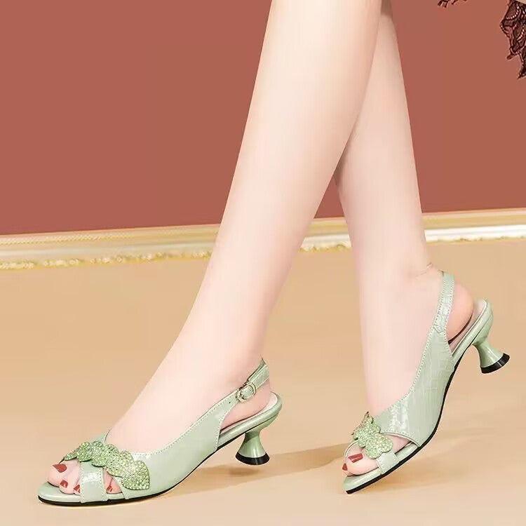 Zapatos de tacón alto con abertura en la puntera y suela blanda para mujer