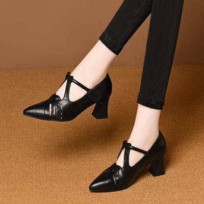 Zapatos trenzados de tacón en bloque para mujer
