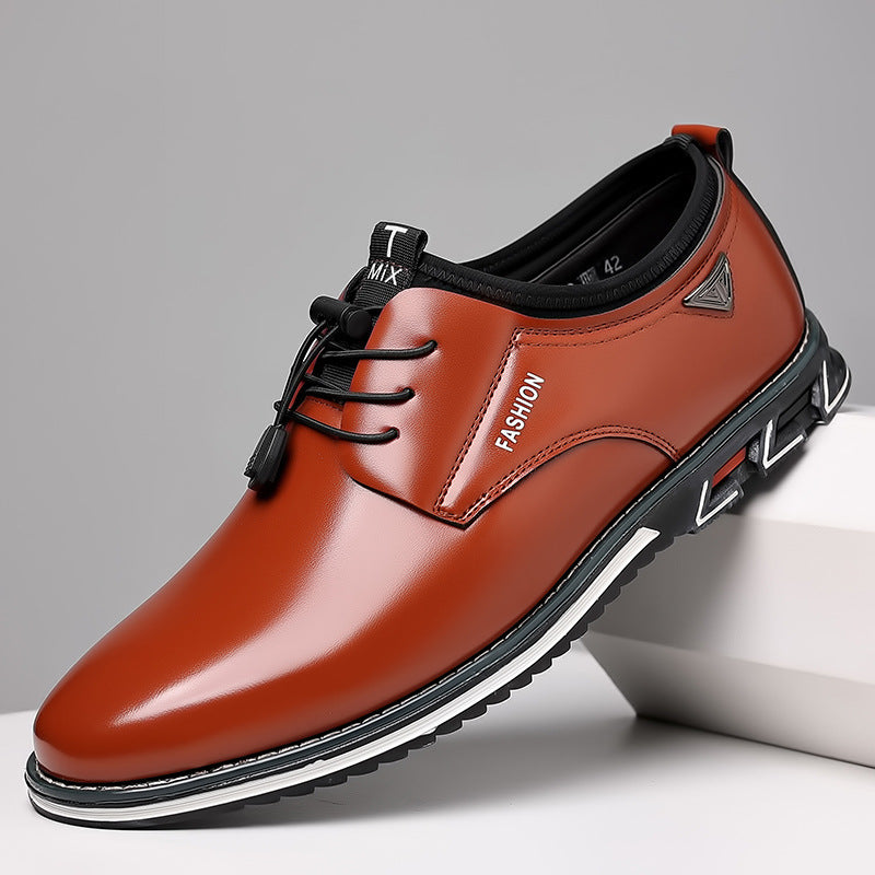 Zapatos de cuero para hombre con cordones y hebilla