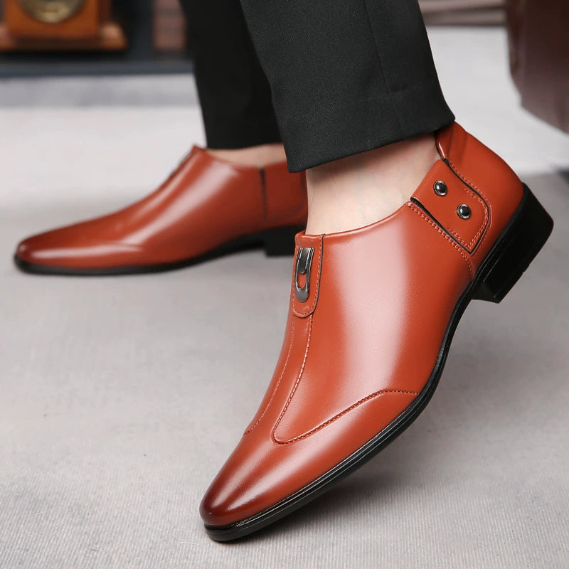 Zapatos de cuero formales de negocios para hombre, de punta afilada