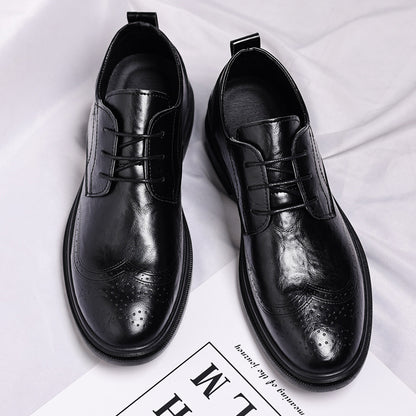 Zapatos casuales de cuero perforado estilo británico para hombre