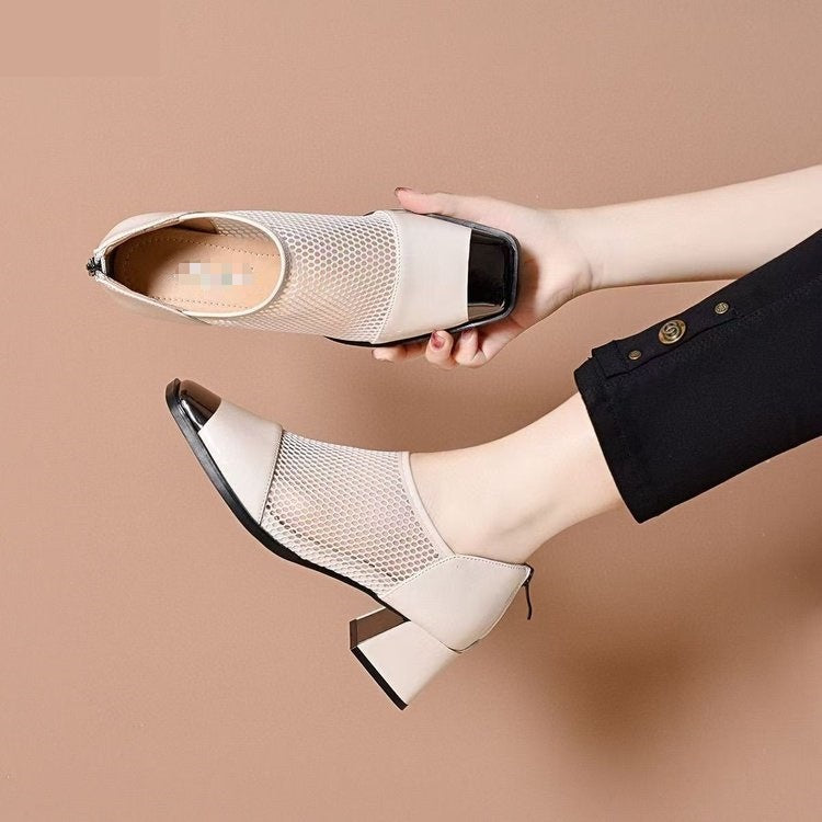 Zapatos de cuero transpirables con puntera cuadrada