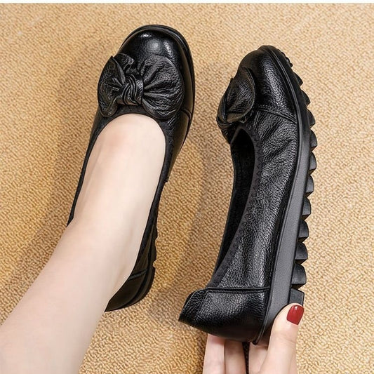 Zapatos de cuero para mujer con lazos