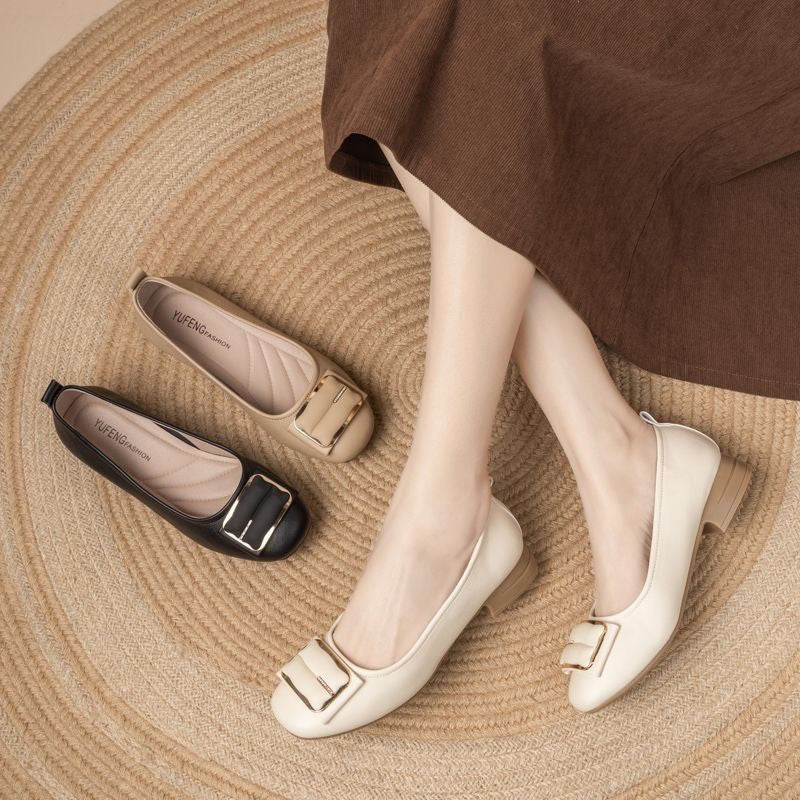Zapatos de cuero sin cordones para mujer