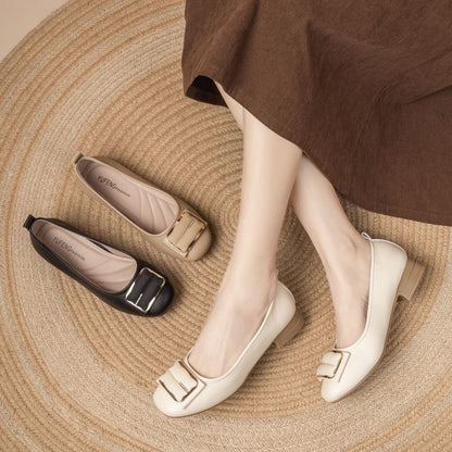 Zapatos de cuero sin cordones para mujer