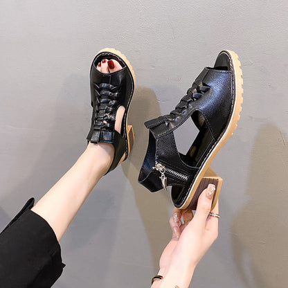 💖【100% cuero genuino】Sandalias clásicas con plataforma para mujer