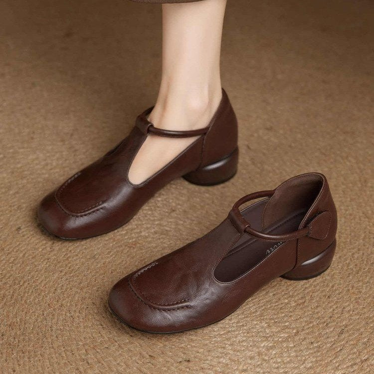 Zapatos de mujer sin cordones, de piel suave y tacón bajo